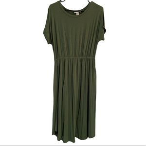 Icon Luxe Short Sleeve Flare Midi Dress w/ Pockets